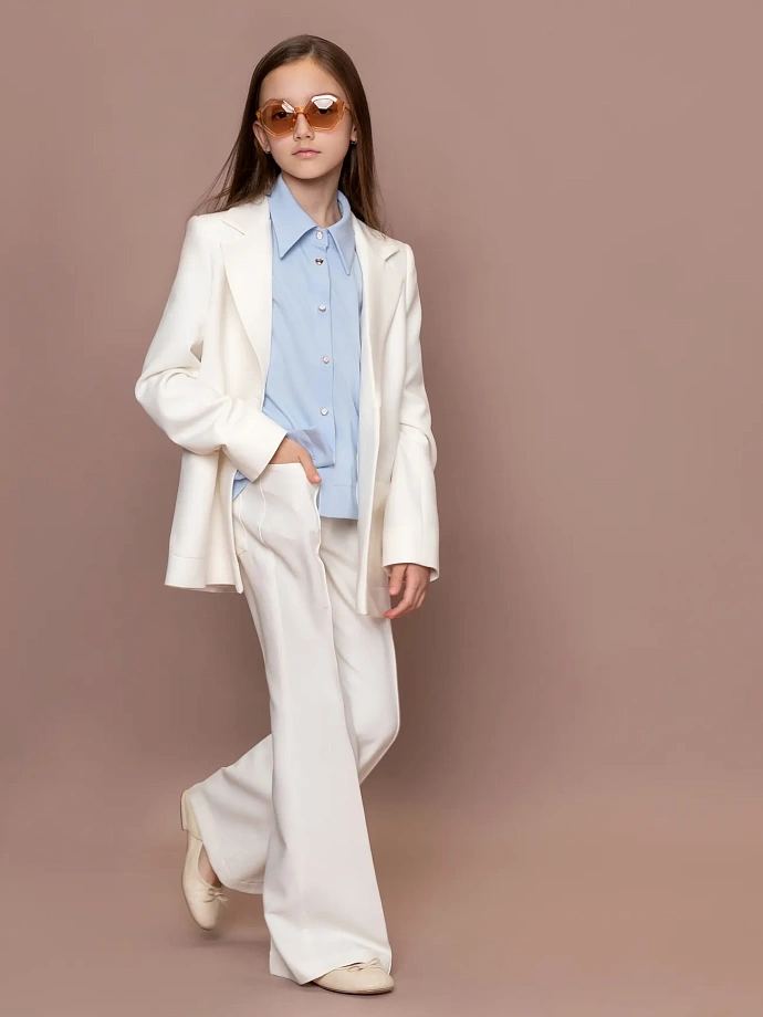 Рубашка укороченная с декоративными пуговицами в цвете: Голубой Ole! Twice - фото 4