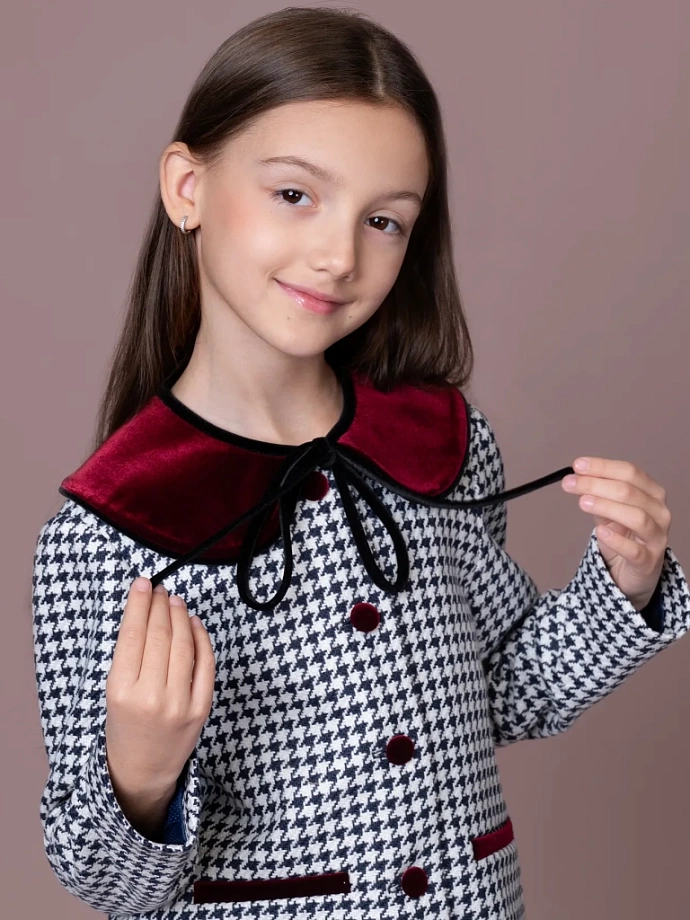 Воротник двусторонний из бархата в цвете: Черно-бордовый Ole! Twice - фото 1