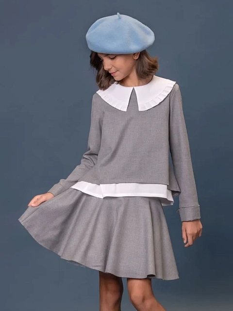 Блуза двойная с акцентным воротником