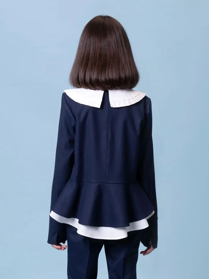 Блуза двойная с акцентным воротником в цвете: Синий Ole! Twice - фото 2