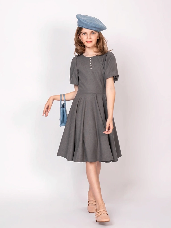 Платье со съемным воротником и коротким рукавом в цвете: Серый Ole! Twice - фото 6
