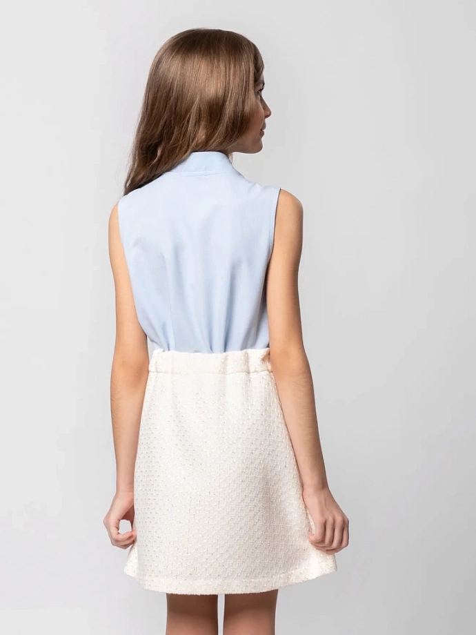 Блуза с бантом, без рукавов в цвете: Голубой Ole! Twice - фото 2