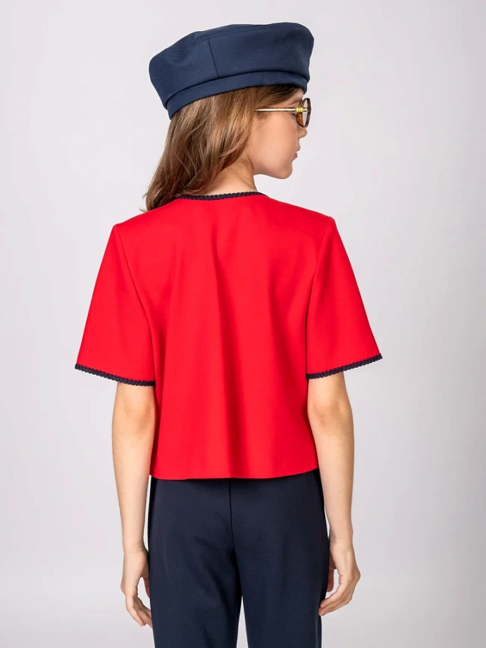 Жакет из трикотажа "джерси" с коротким рукавом в цвете: Красный Ole! Twice - фото 2