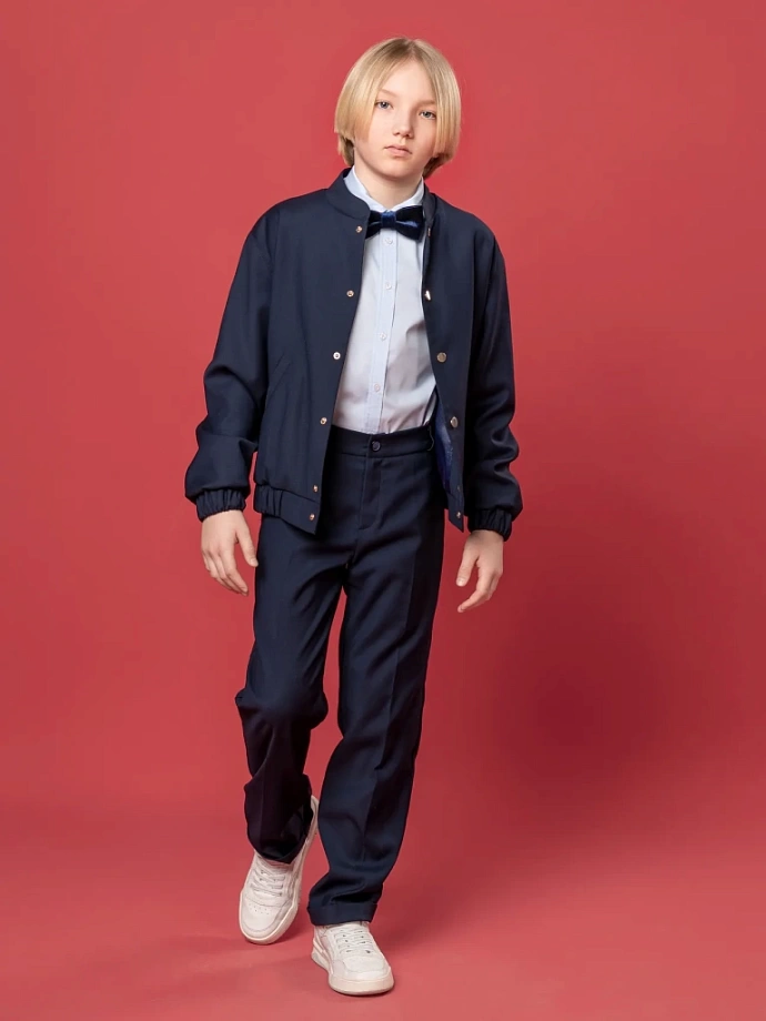 Бомбер из костюмной ткани на кнопках в цвете: Синий Ole! Twice - фото 3