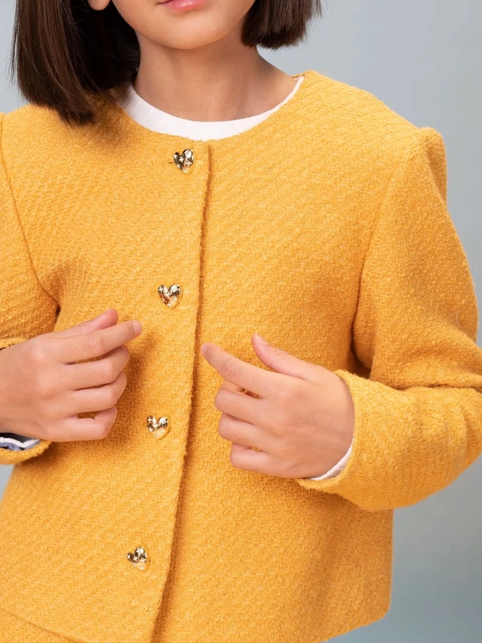 Жакет из твида в цвете: Горчичный Ole! Twice - фото 9