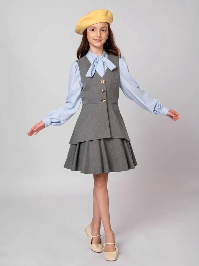 Жилет удлиненный с баской в цвете: Серый Ole! Twice - фото 3