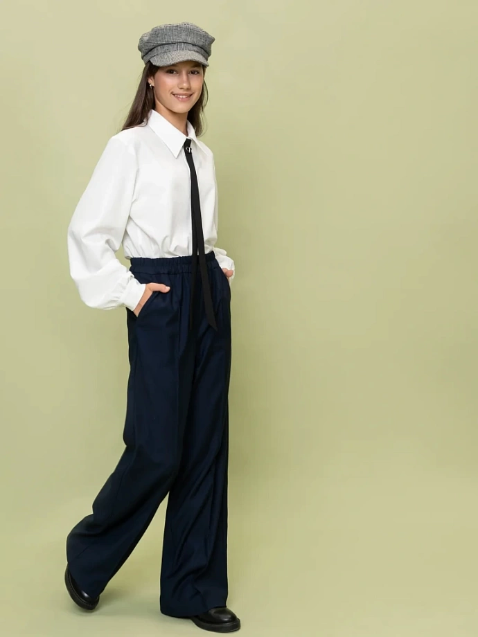 Брюки  широкие (палаццо) на резинке в цвете: Синий Ole! Twice - фото 4