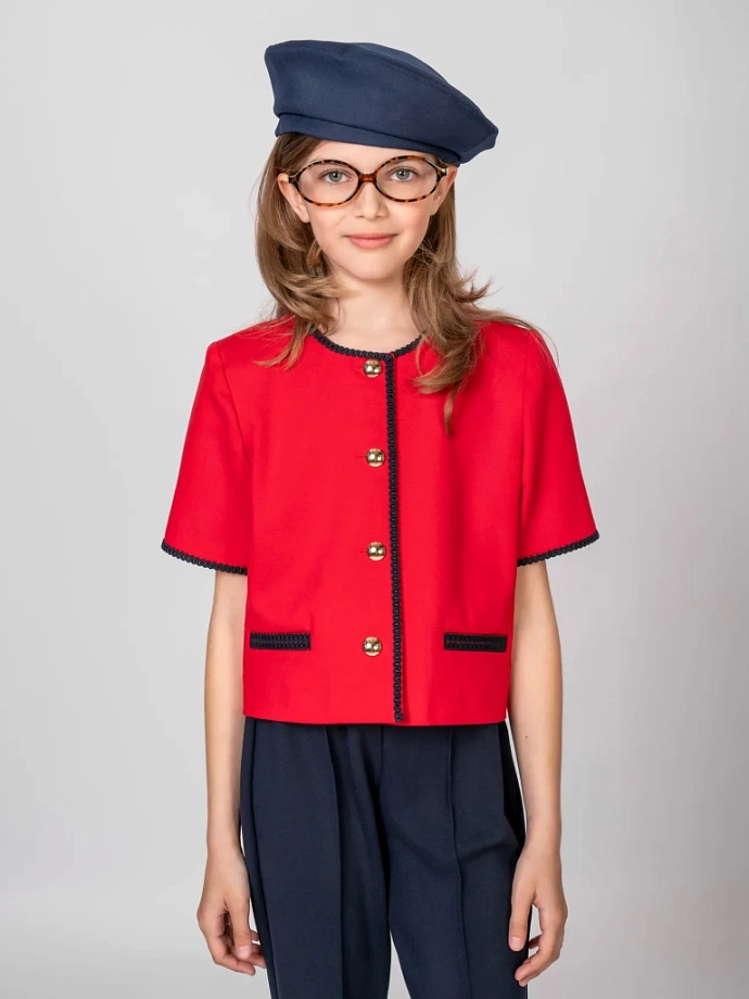 Жакет из трикотажа "джерси" с коротким рукавом в цвете: Красный Ole! Twice - фото 4