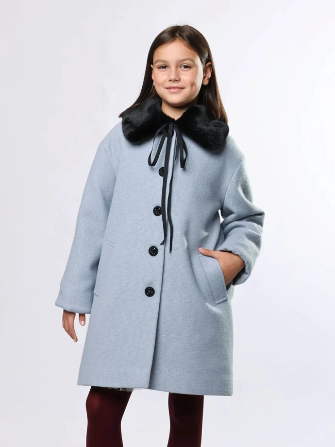 Пальто  элегантное с  натуральным утеплителем в цвете: Голубой Ole! Twice - фото 7