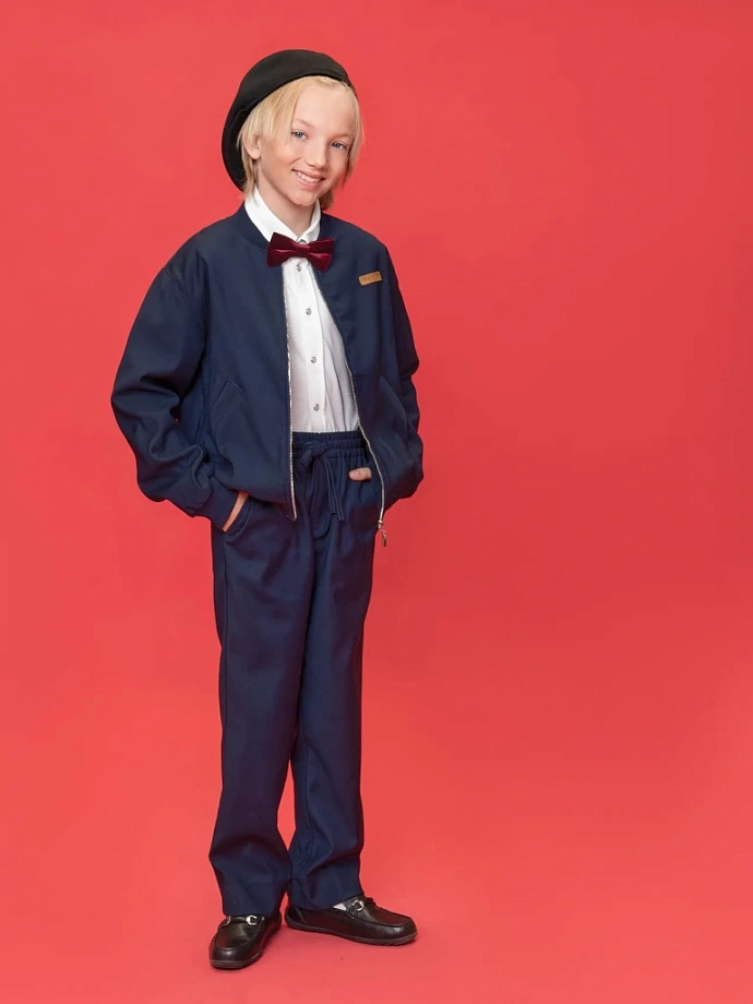 Брюки с поясом на резинке и шнурком в цвете: Синий Ole! Twice - фото 5