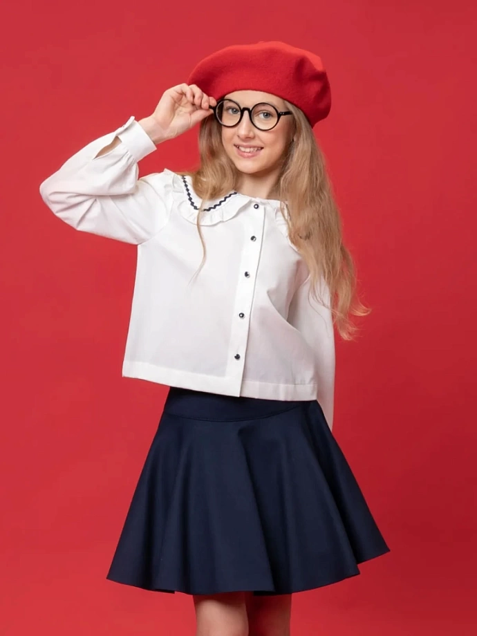 Блуза укороченная с контрастной отделкой в цвете: Белый Ole! Twice - фото 10