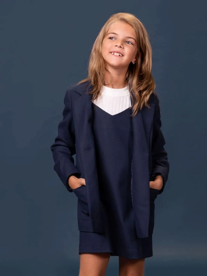 Жакет-пиджак прямого кроя в цвете: Синий Ole! Twice - фото 5