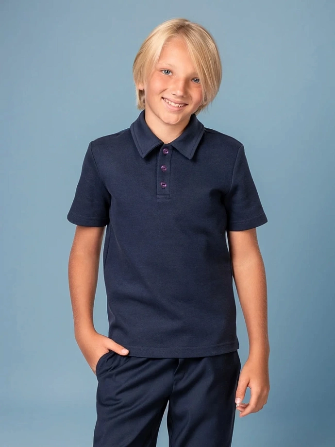 Поло с коротким рукавом унисекс в цвете: Синий Ole! Twice - фото 7