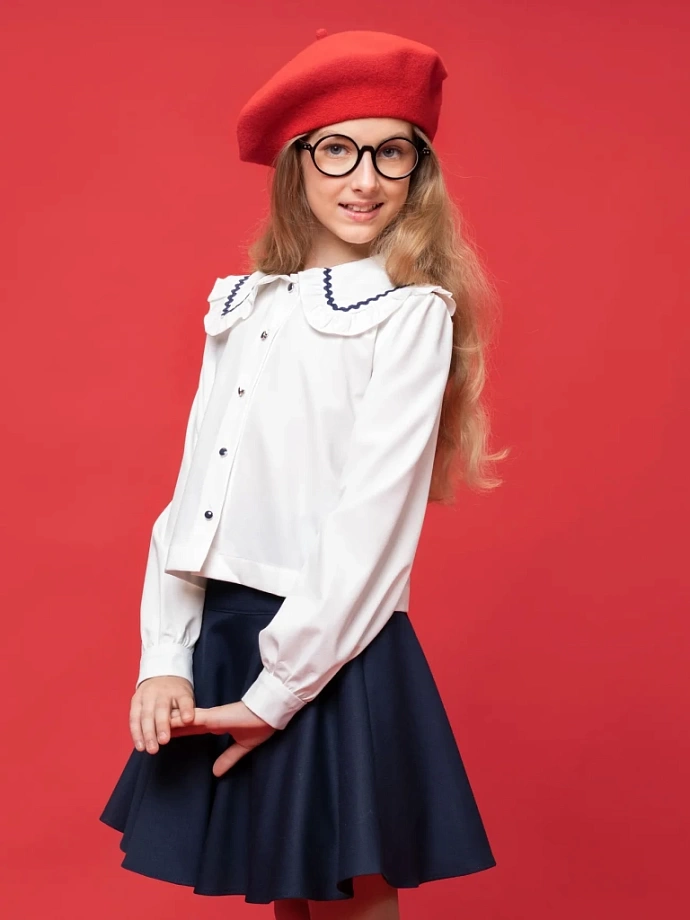 Блуза укороченная с контрастной отделкой в цвете: Белый Ole! Twice - фото 9