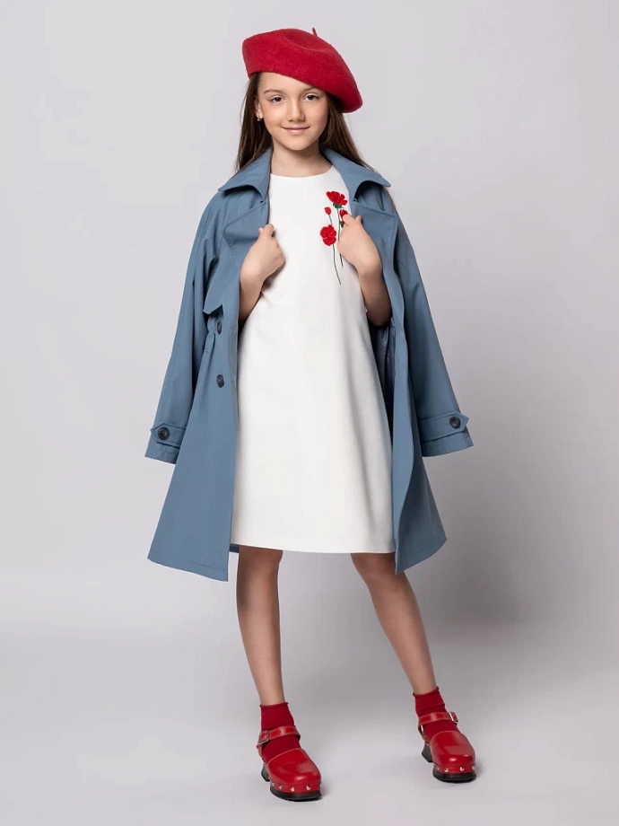 Платье А-силуэта с вышивкой в цвете: Молочный Ole! Twice - фото 2