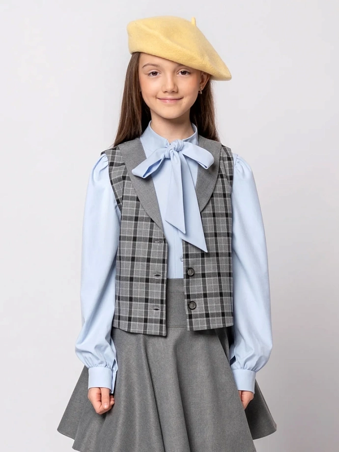 Блуза с бантом, длинный рукав в цвете: Голубой Ole! Twice - фото 2