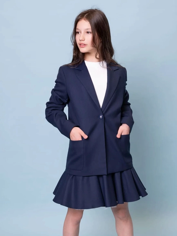 Жакет-пиджак прямого кроя в цвете: Синий Ole! Twice - фото 1