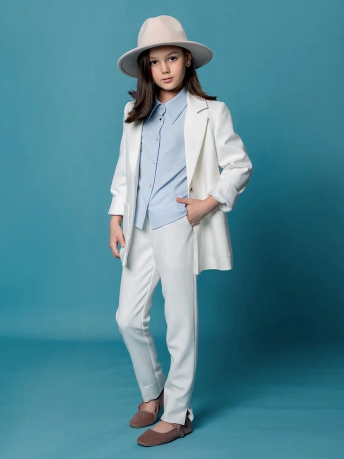 Брюки прямые укороченные в цвете: Молочный Ole! Twice - фото 5