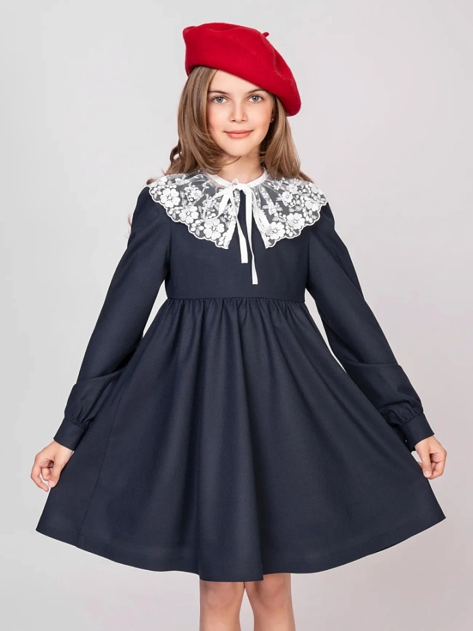 Платье со съемной брошью-бантом в цвете: Синий Ole! Twice - фото 5