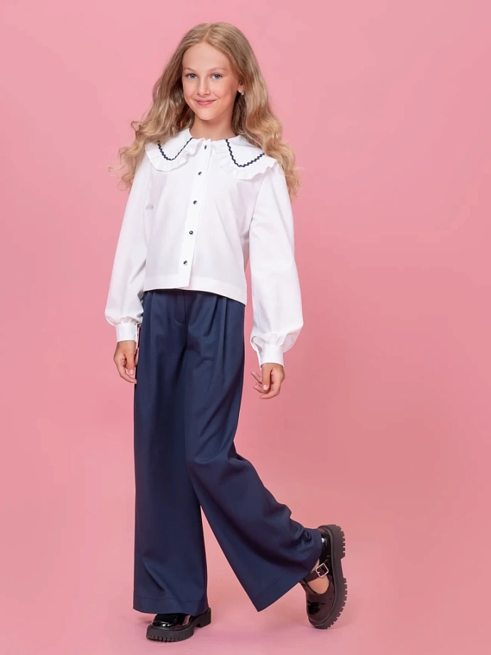 Блуза укороченная с контрастной отделкой в цвете: Белый Ole! Twice - фото 6