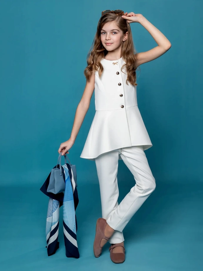 Брюки прямые укороченные в цвете: Молочный Ole! Twice - фото 8