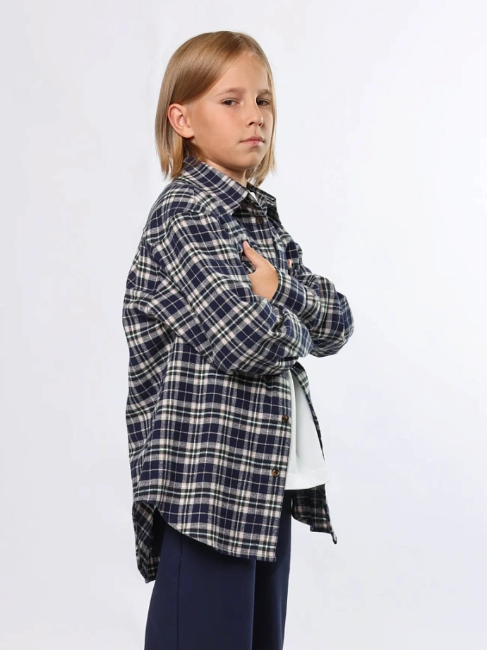 Рубашка из фланели унисекс в цвете: Синий Ole! Twice - фото 3