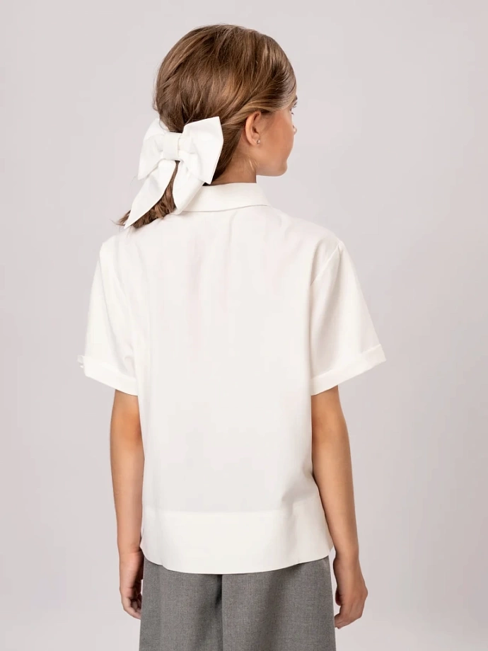 Рубашка укороченная с декоративными пуговицами в цвете: Белый Ole! Twice - фото 2