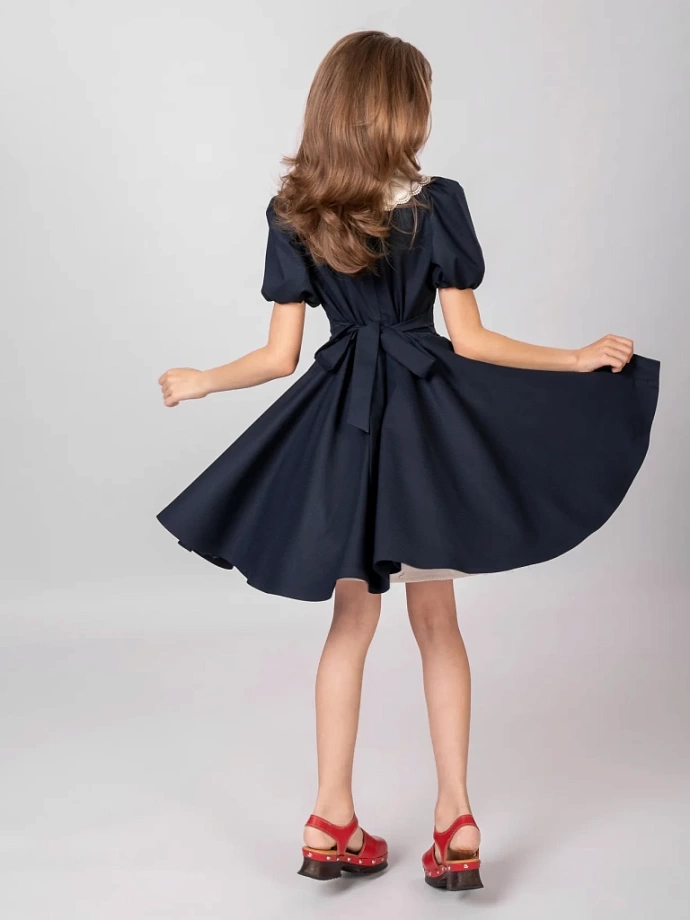 Платье со съемным воротником и коротким рукавом в цвете: Синий Ole! Twice - фото 3