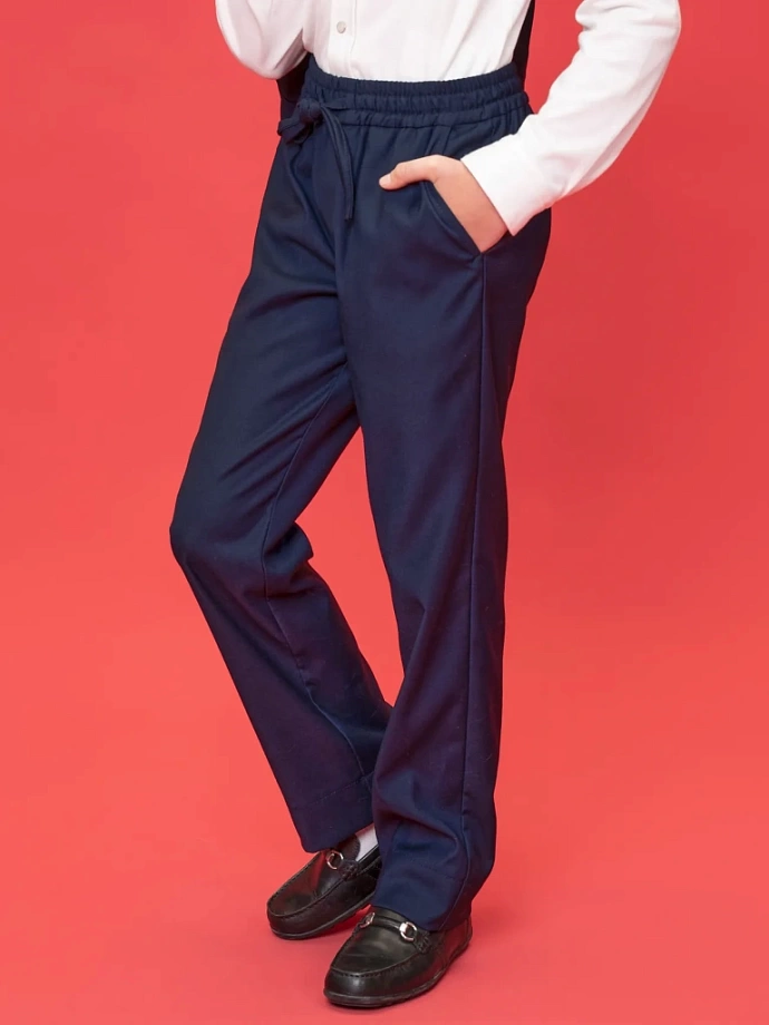 Брюки с поясом на резинке и шнурком в цвете: Синий Ole! Twice - фото 4