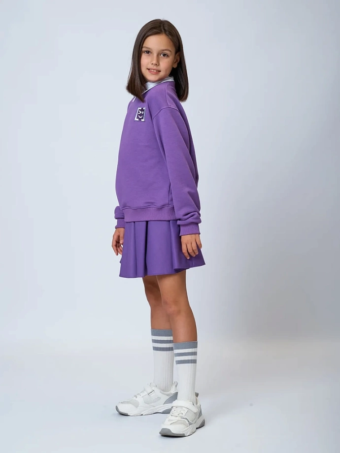 Свитшот со съемным воротником и шевроном в цвете: Фиолетовый Ole! Twice - фото 6