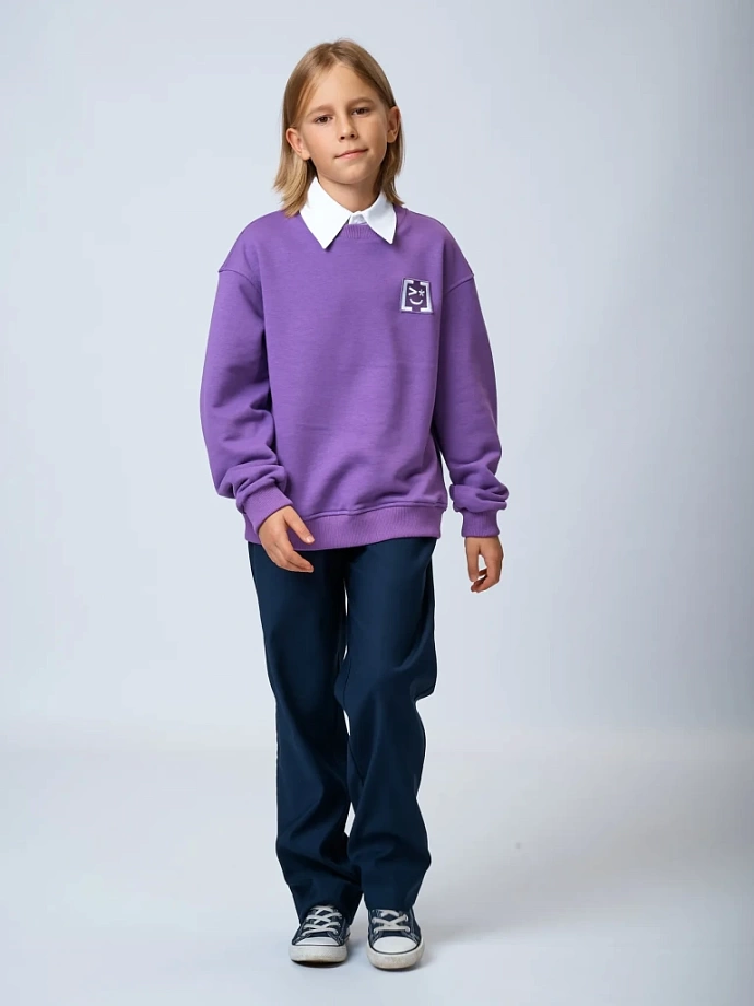 Свитшот со съемным воротником и шевроном в цвете: Фиолетовый Ole! Twice - фото 5