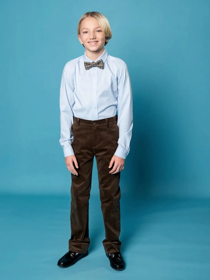 Брюки классические из вельвета в цвете: Коричневый Ole! Twice - фото 2