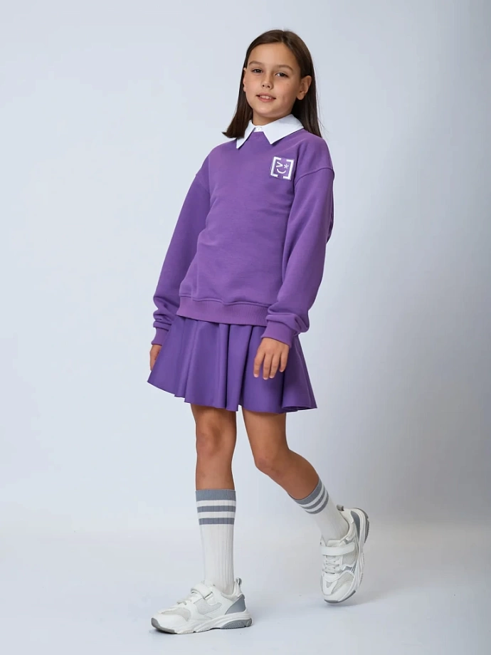 Свитшот со съемным воротником и шевроном в цвете: Фиолетовый Ole! Twice - фото 2