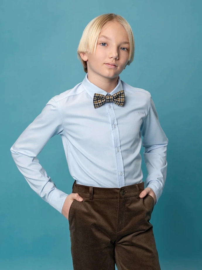 Рубашка из хлопка с длинным рукавом в цвете: Голубой Ole! Twice - фото 2