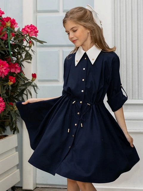 Платье-рубашка со съемным воротником