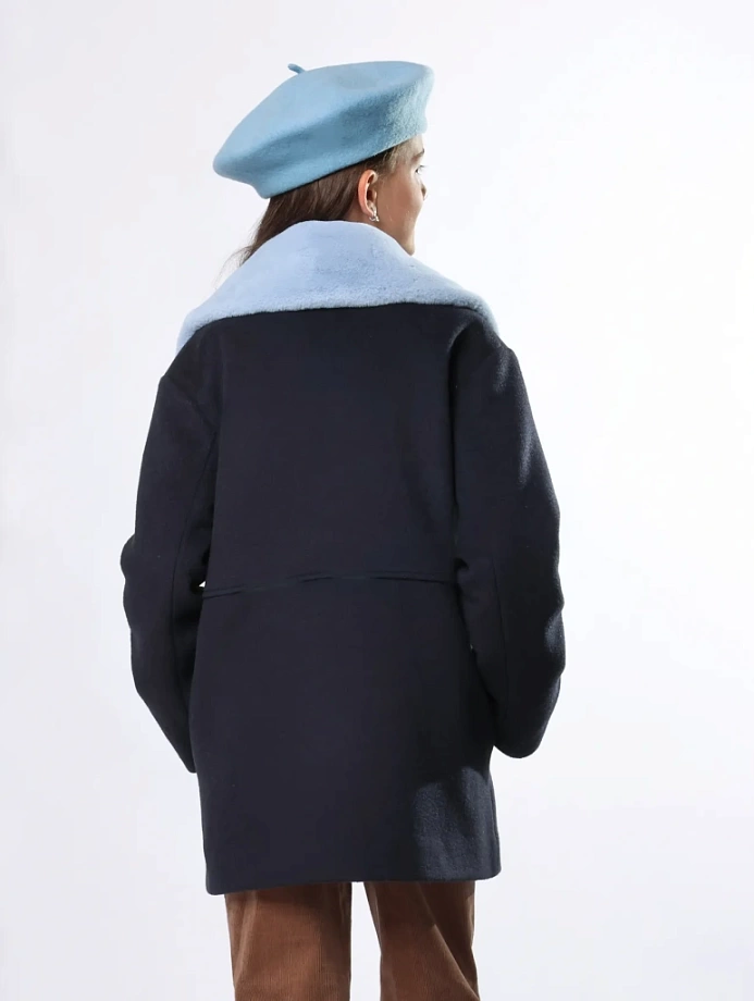 Пальто со съемным воротником и натуральным утеплителем в цвете: Синий Ole! Twice - фото 4