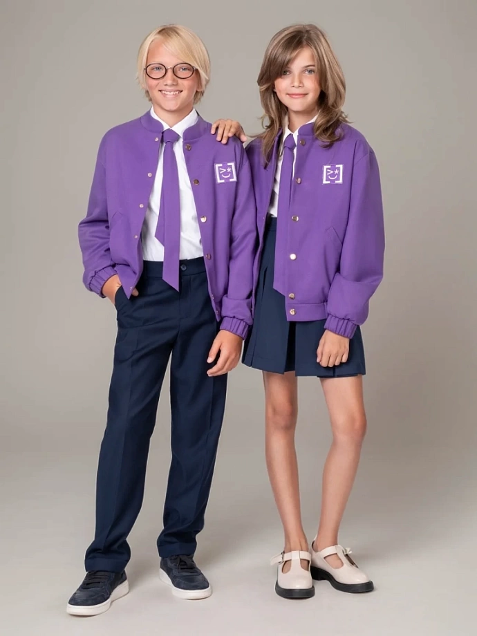 Бомбер из костюмной ткани с Шевроном в цвете: Фиолетовый Ole! Twice - фото 1