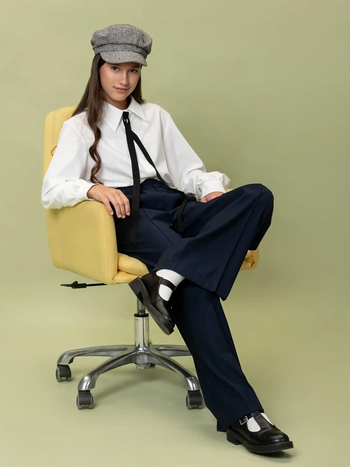 Брюки  широкие (палаццо) на резинке в цвете: Синий Ole! Twice - фото 3