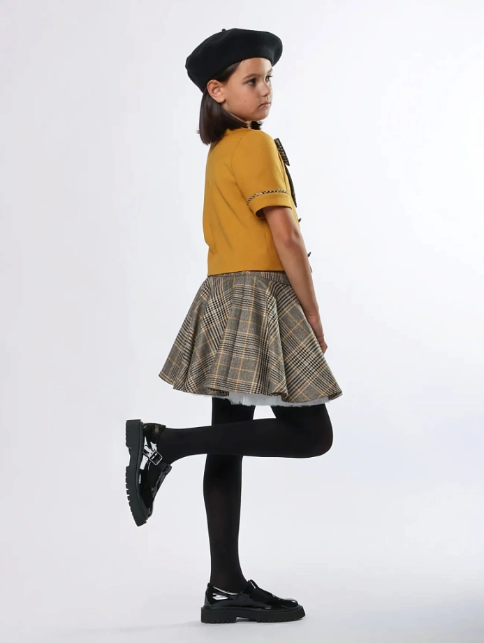 Комплект жакет с коротким рукавом и юбка в цвете: Горчичный Ole! Twice - фото 4