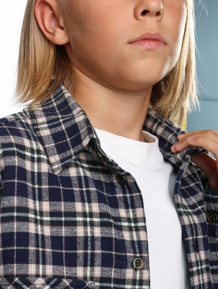 Рубашка из фланели унисекс в цвете: Синий Ole! Twice - фото 2