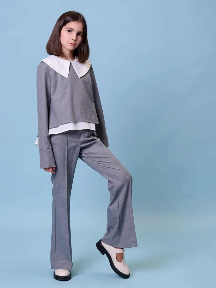 Брюки клеш со стрелками в цвете: Серый Ole! Twice - фото 4