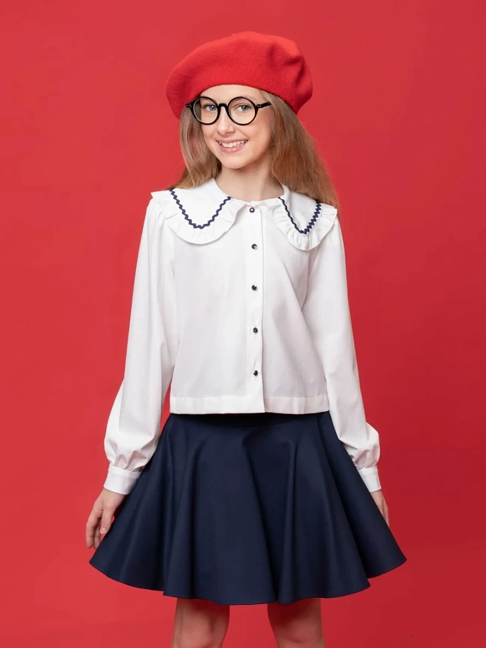 Блуза укороченная с контрастной отделкой в цвете: Белый Ole! Twice - фото 1