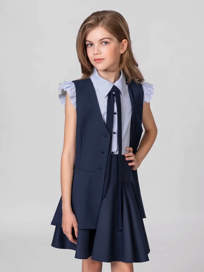 Жилет удлиненный с баской в цвете: Синий Ole! Twice - фото 5