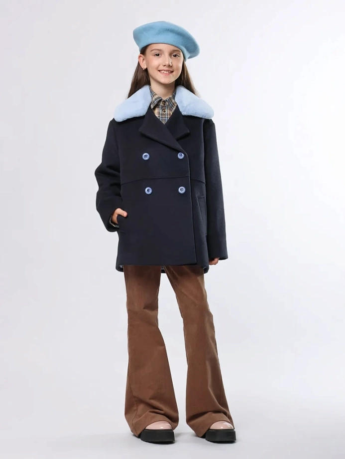 Пальто со съемным воротником и натуральным утеплителем в цвете: Синий Ole! Twice - фото 7