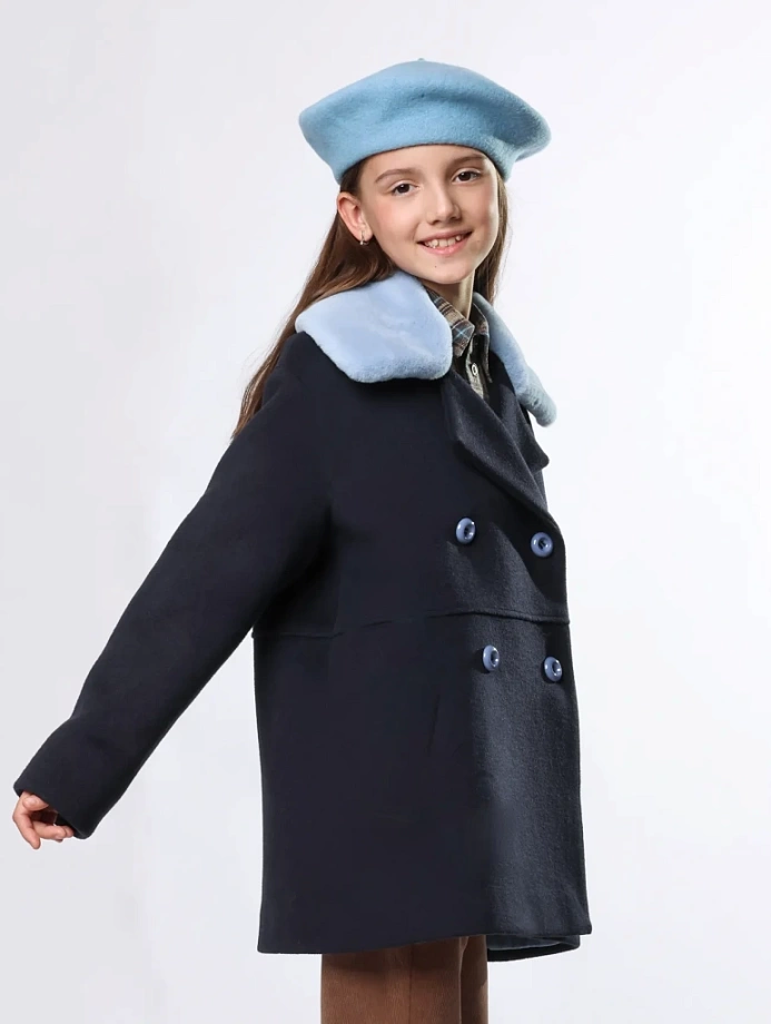 Пальто со съемным воротником и натуральным утеплителем в цвете: Синий Ole! Twice - фото 3