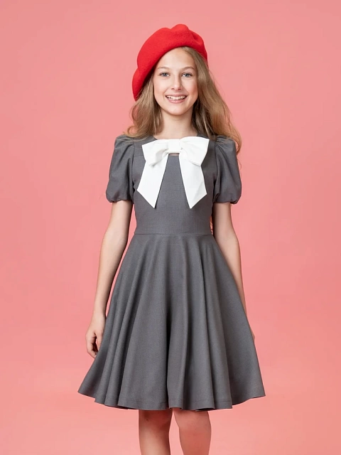 Платье со съемным бантом