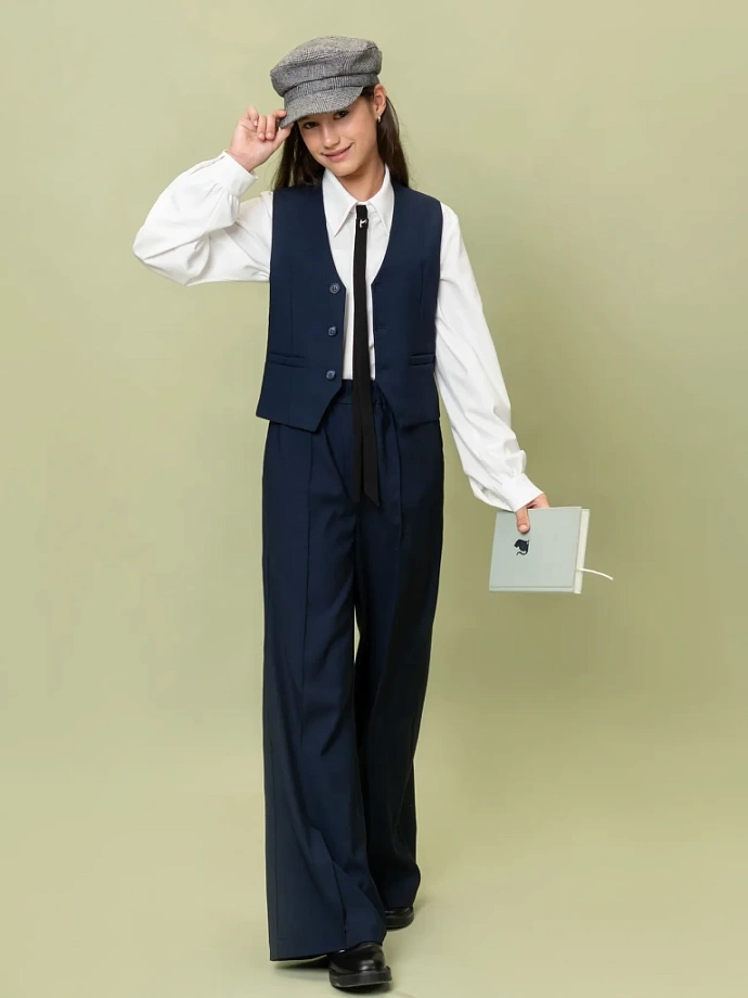 Брюки  широкие (палаццо) на резинке в цвете: Синий Ole! Twice - фото 5