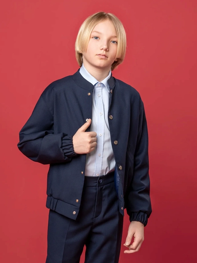 Бомбер из костюмной ткани на кнопках в цвете: Синий Ole! Twice - фото 6