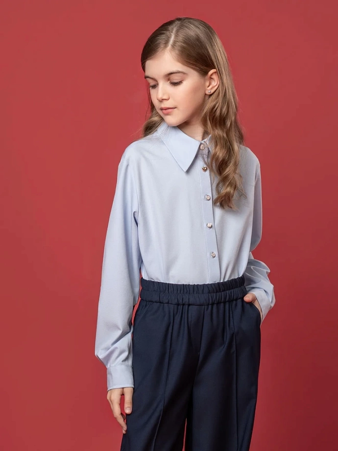 Рубашка укороченная с длинным рукавом в цвете: Голубой Ole! Twice - фото 6