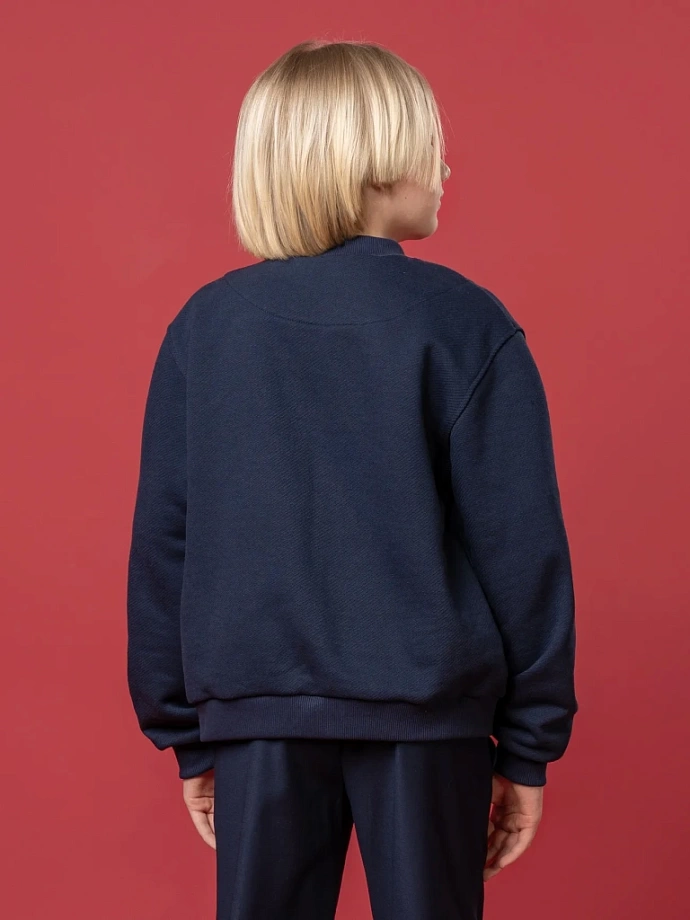 Бомбер из фактурного футера в цвете: Темно-синий Ole! Twice - фото 2